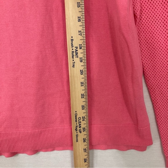 Lauren Ralph Lauren Pink Round Neck Mesh Sleeve Knit Pullover Top XL - Picture 4 of 10